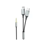 Earldom ET-AUX71 Lightning and USB-C to 3.5mm audio cable black