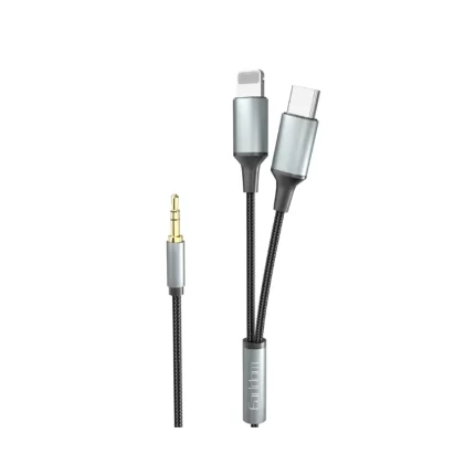 Earldom ET-AUX71 Lightning and USB-C to 3.5mm audio cable black
