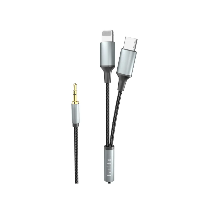 Earldom ET-AUX71 Earldom ET-AUX71 Lightning and USB-C to 3.5mm audio cable black