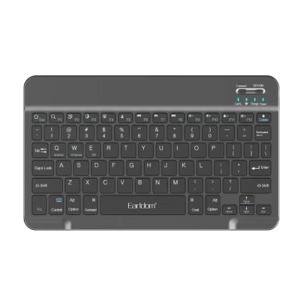 Earldom ET-KB6 Bluetooth keyboard in use with a laptop and tablet on a modern desk