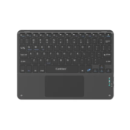 Close-up of Earldom keyboard USB-C charging port and multi-device pairing keys