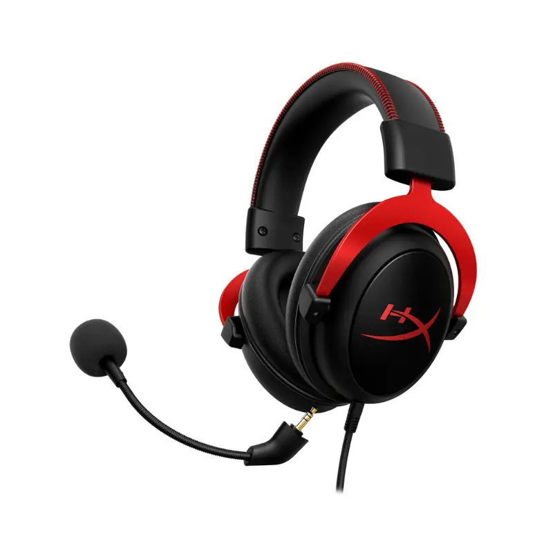 HyperX Cloud II Gaming Headset HyperX Cloud II headset with detachable mic, cable, and USB sound card adapter