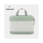 Tigernu T-L5239B business casual laptop bag in beige with green accents, lightweight 420D nylon design.