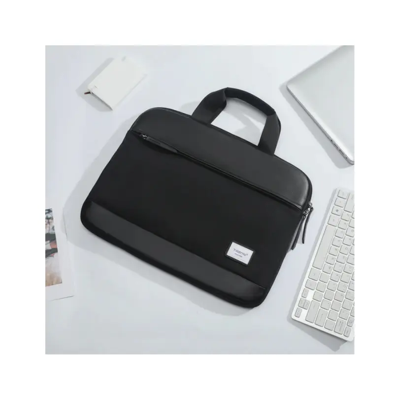 Tigernu T-L5239B laptop bag, business casual - Beige with green, pink with apricot, black_3 Tigernu T-L5239B black laptop bag with anti-theft hanging zippers and 420D nylon material.