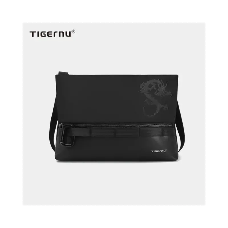 Tigernu T-S8222L Chinese men's shoulder bag, Lifetime warranty, 9.7-inch tablet computer, shoulder bag, mini lamp, dragon series travel bag_1 TIGERNU T-S8222S Chinese Style Dragon Series Shoulder Bag front view