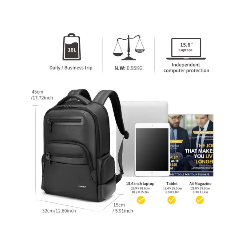 Built-in external USB charging port on Tigernu T-B9022 backpack